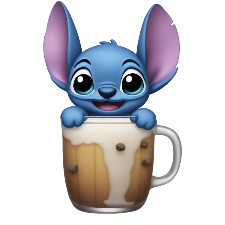 Stitch drinking boba emoji