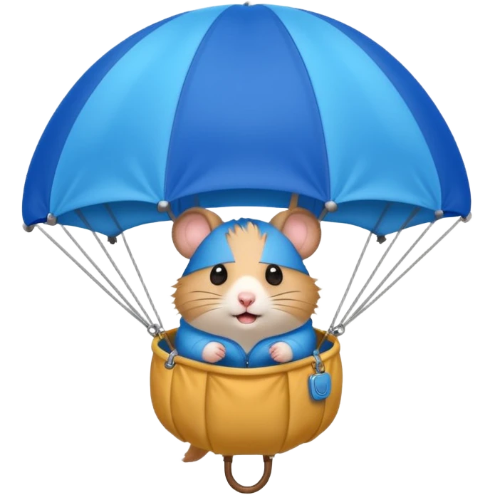 hamster riding blue parachute emoji