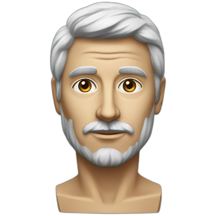 estátua igual de humano. Realista. Destaque para a nadega. Homem romano. Dos pés a cabeça, sem roupa. emoji