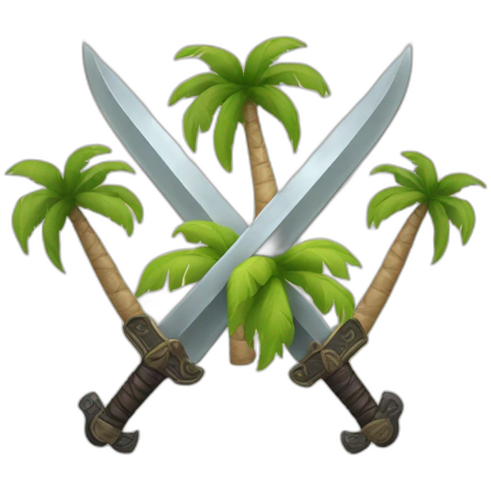 two crossed swords with a palm tree in the middle emoji