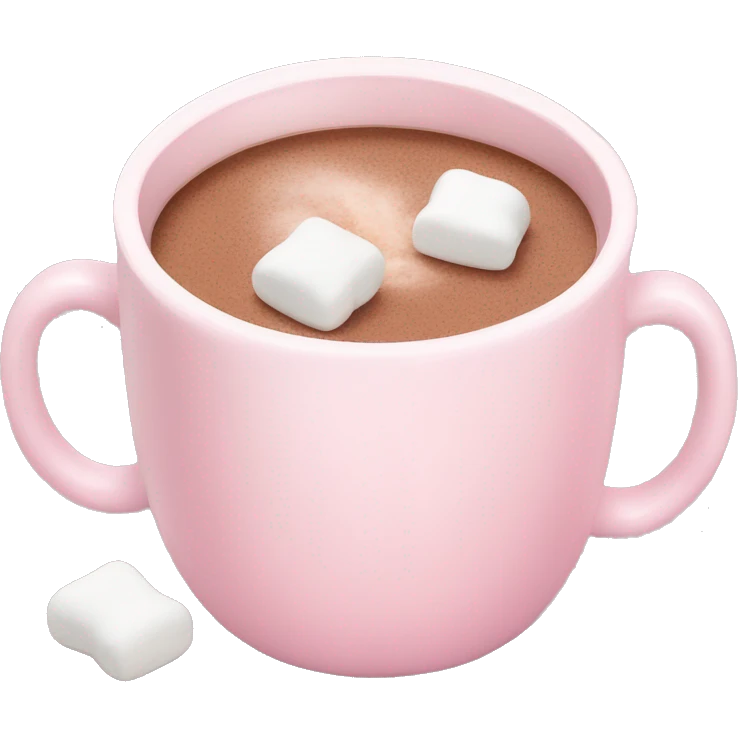 Light Pink mug of hot chocolate with marshmallows  emoji