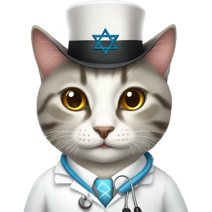 doctor cat wearing a jewish religious hat emoji