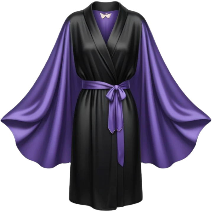 Black silk robe, long, bat wing sleeves, high definition emoji