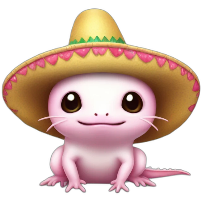 Axolotl with a sombrero cute images pin emoji