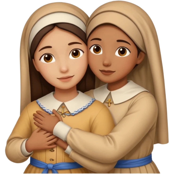 Hugging one carmelitan sister one normal woman love emoji