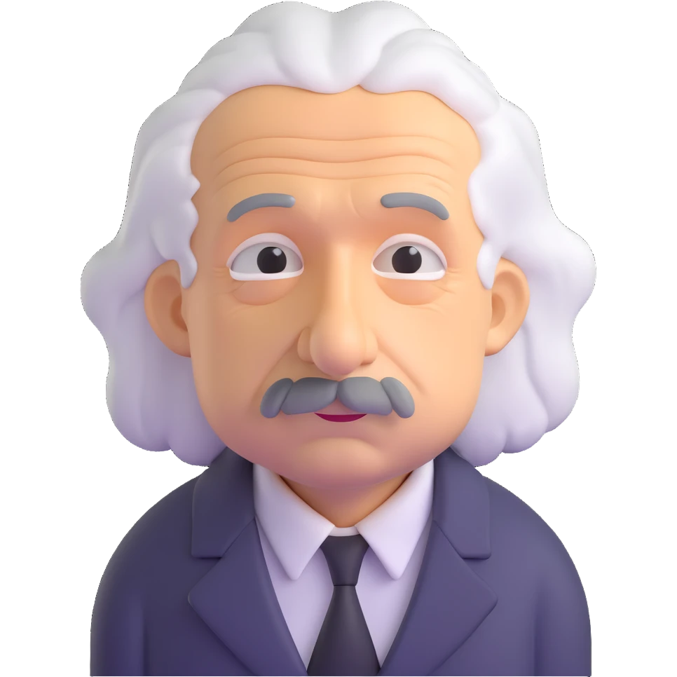 Albert Einstein with a sad expression emoji