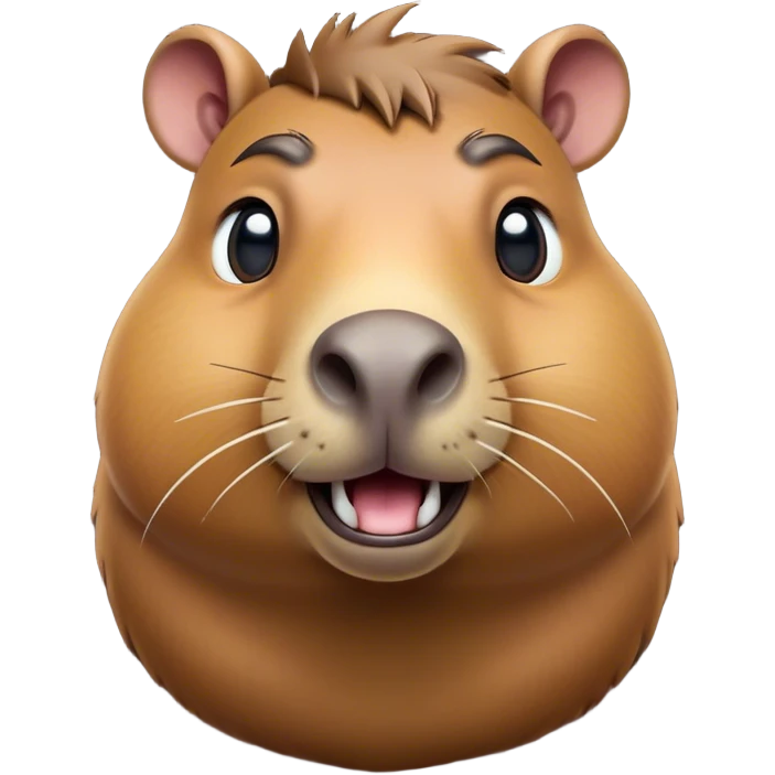 Cinematic Comical Capybara Portrait Emoji, Head tilted dramatically with an exaggeratedly shocked expression, featuring a robust, rotund build with wide, comically expressive eyes full of humorous disbelief, Simplified yet hilariously expressive features, highly detailed, glowing with a slightly sassy natural glow, high shine, dramatic yet playful, stylized with an air of quirky charm, soft glowing outline, capturing the essence of a meme-worthy capybara that looks ready to side-eye its way into viral fame! emoji