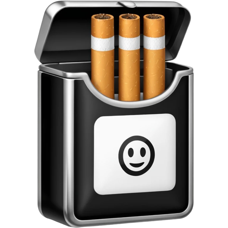 Minimalistic cigarette pack emoji, metallic black and white emoji