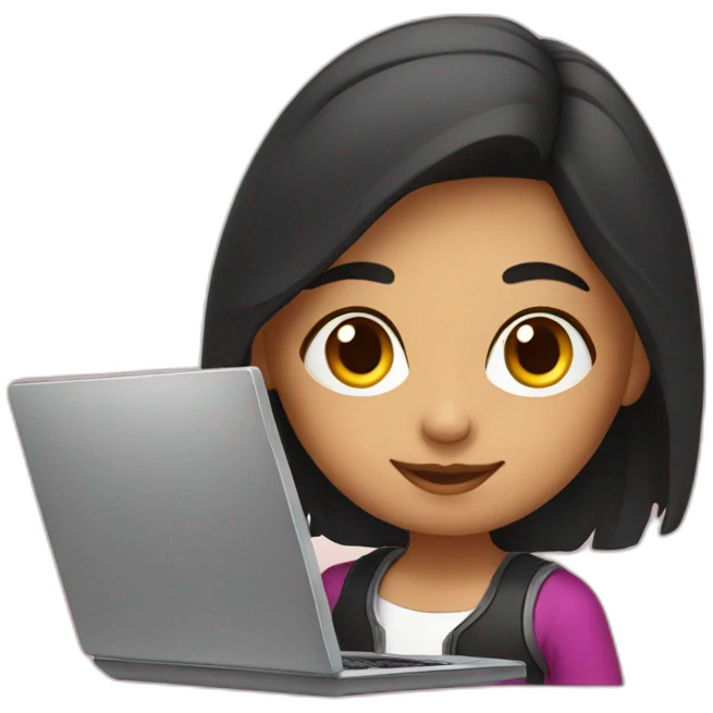 Mexican girl with her laptop emoji