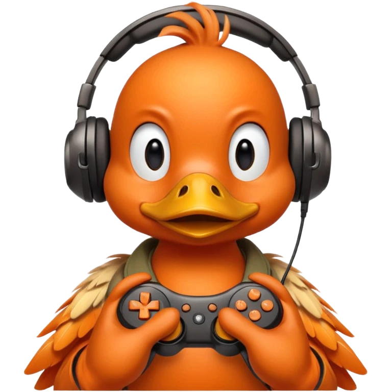 Gamer duck playing first person shooter game emoji