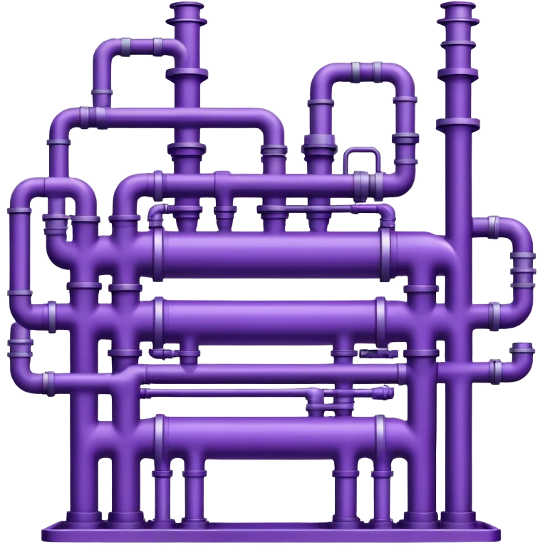 An emoji of a minimalistic industrial factory in purple and violet tones, with pipes, emoji