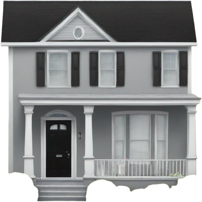 Grey 2 story house white trim black front door emoji