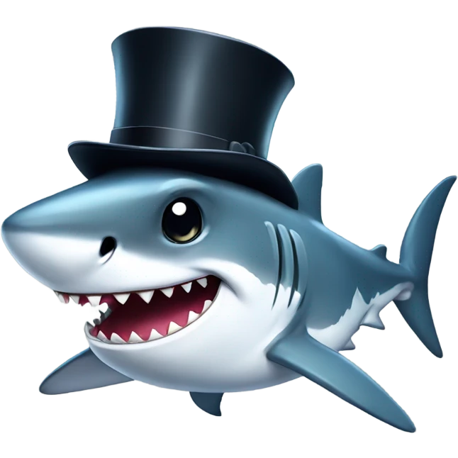 Shark with a top hat emoji