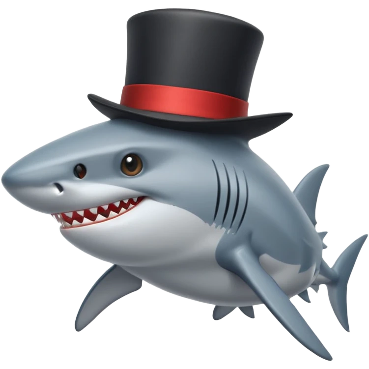 Shark with a top hat emoji