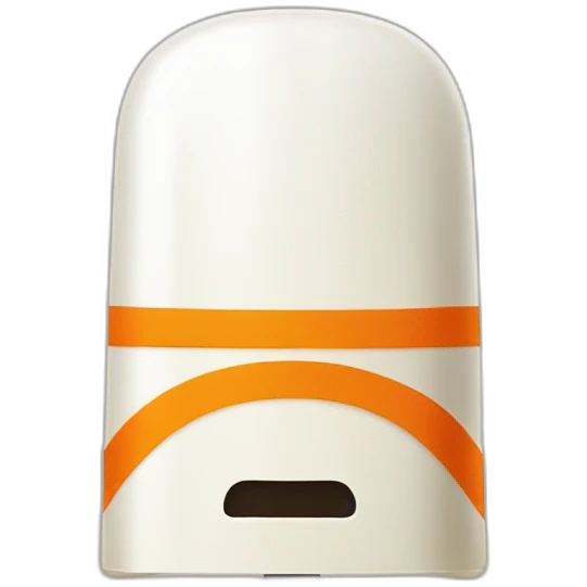 a white popsicle with one horizontal orange stripe wearing a medieval helmet emoji