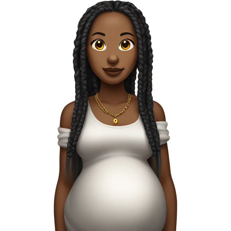 black pregnant woman with box braids and double nose piercing  emoji