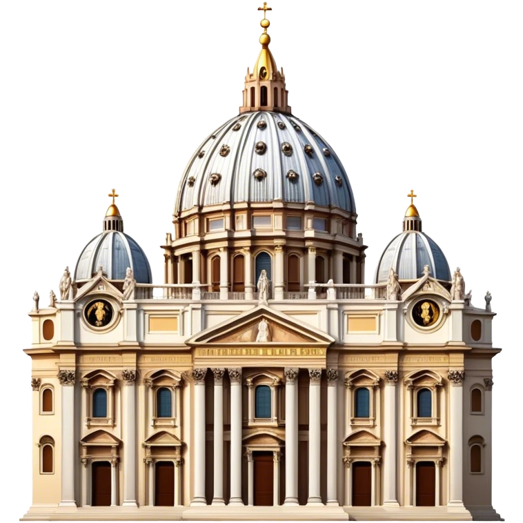 Cinematic Realistic St. Peter's Basilica Landmark Emoji, depicted with majestic, ornate architecture rendered with lifelike detail and regal lighting. emoji