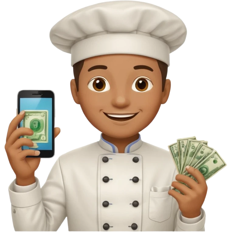 chef holding money and phone emoji