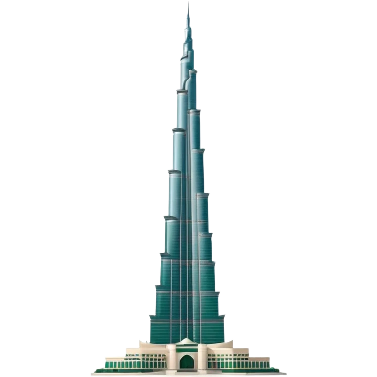 Burj Khalifa, white with dark green details, modern minimalism, emoji style emoji
