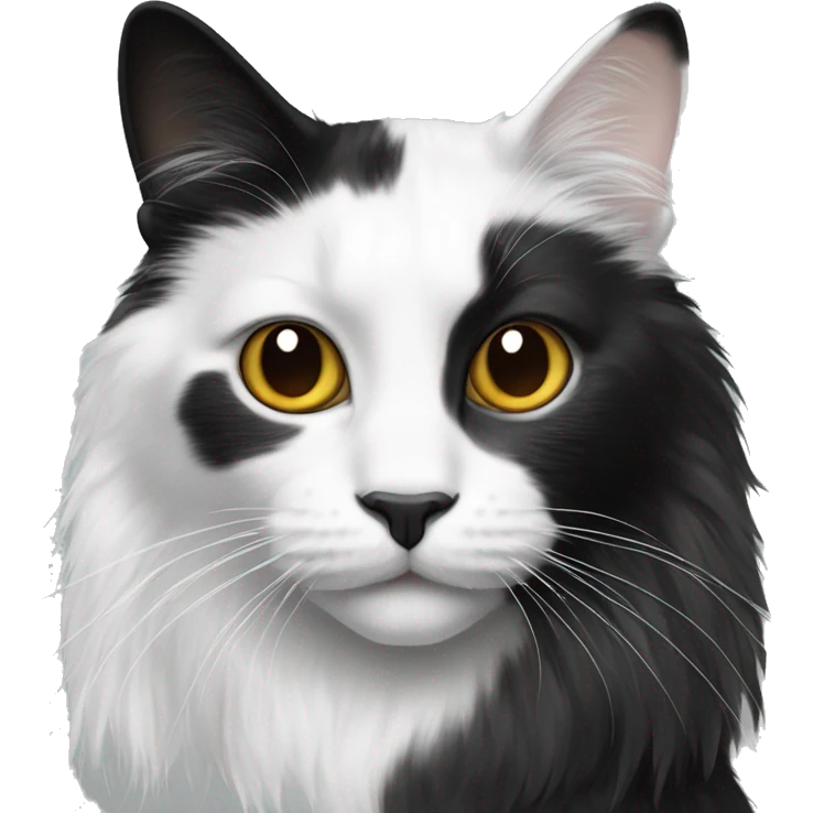 half Black and half white long hair cat with black spot on muzzle emoji