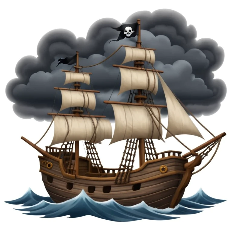 pirate sailing a ship in strome sea background emoji
