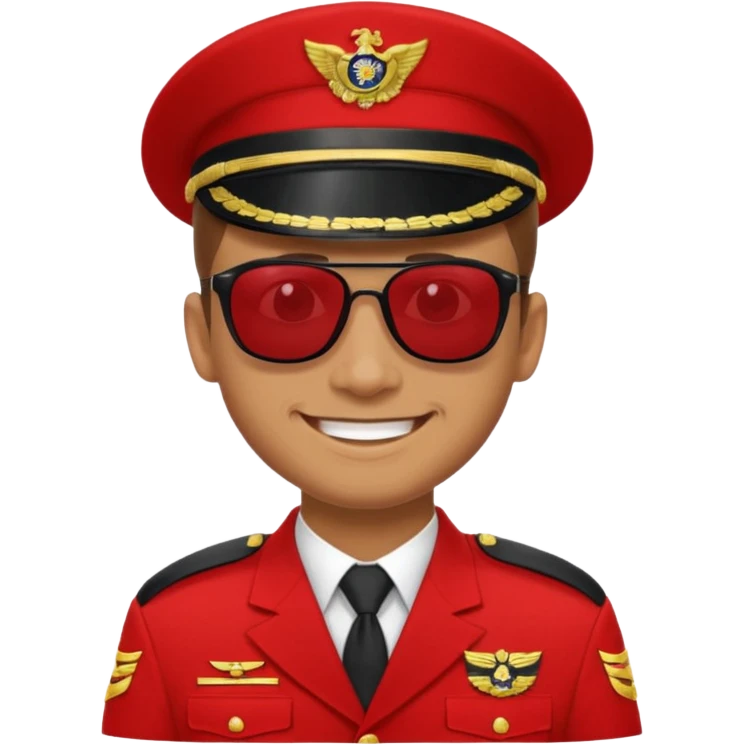 Smiling military man with sunglasses in red uniform emoji