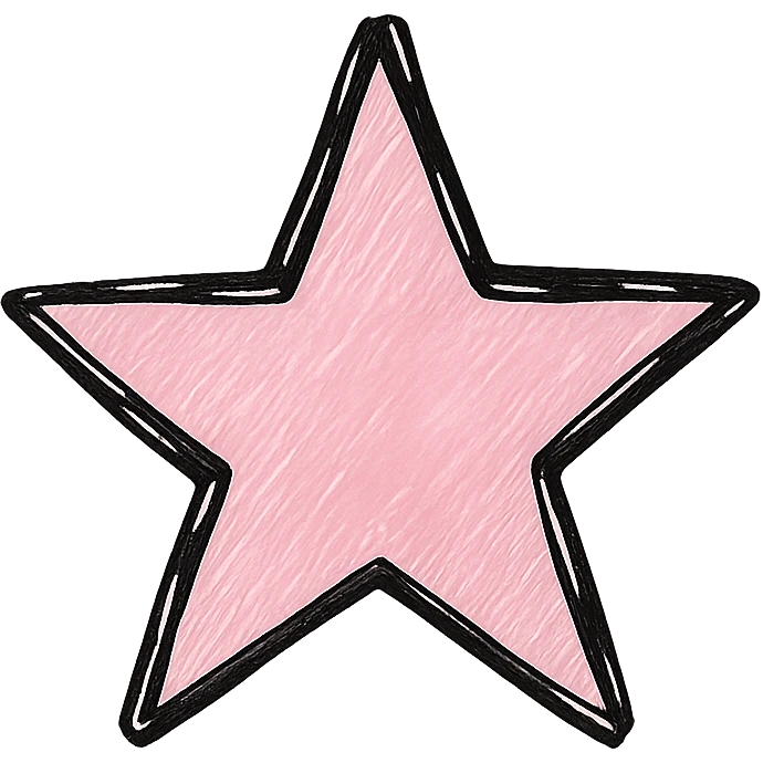 hand drawn outlined icon of a pink star, no fill, transparent background, thick lines emoji