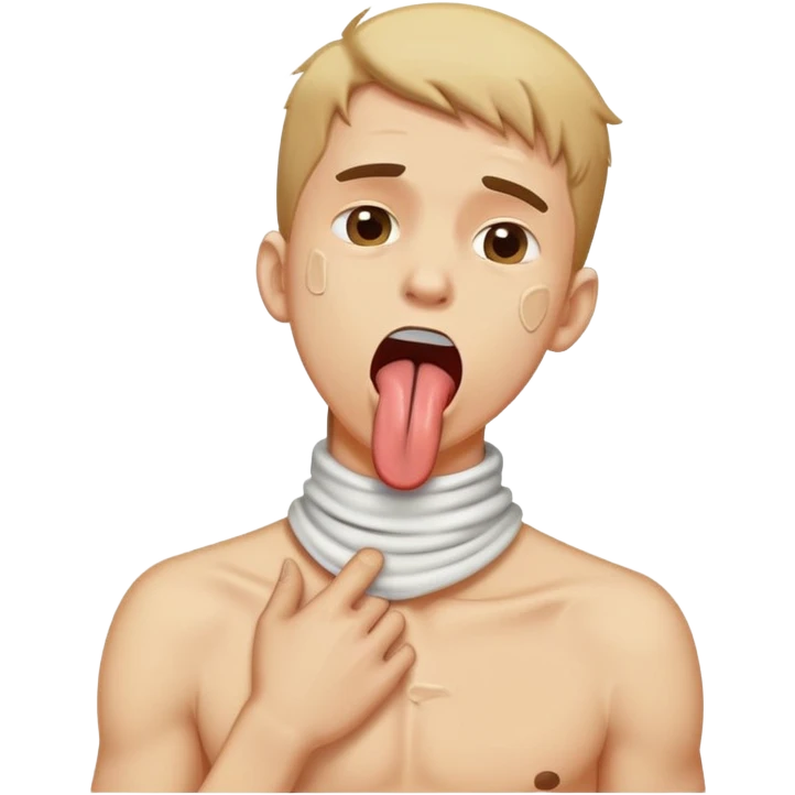 Guy grabbing his neck and choking with tongue out emoji