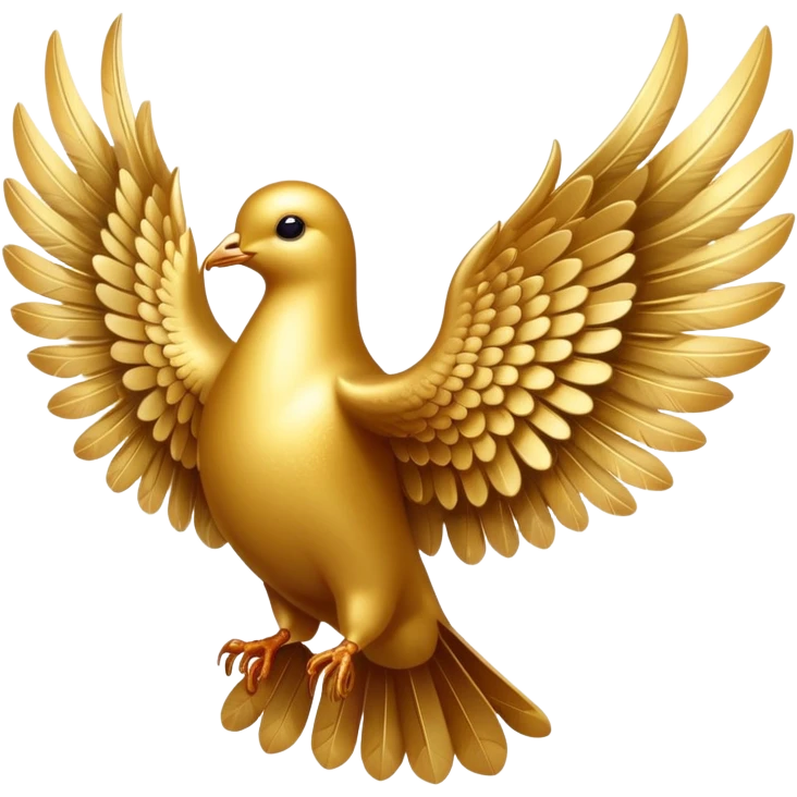 majestic golden dove with gold shimmering wings emoji