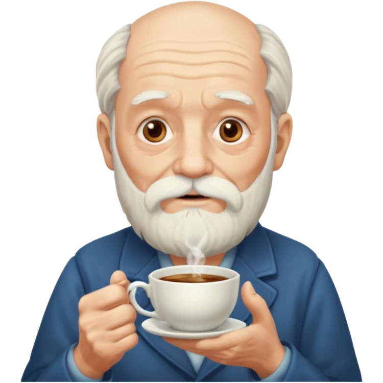 Bearded elderly with teacups long beard emoji