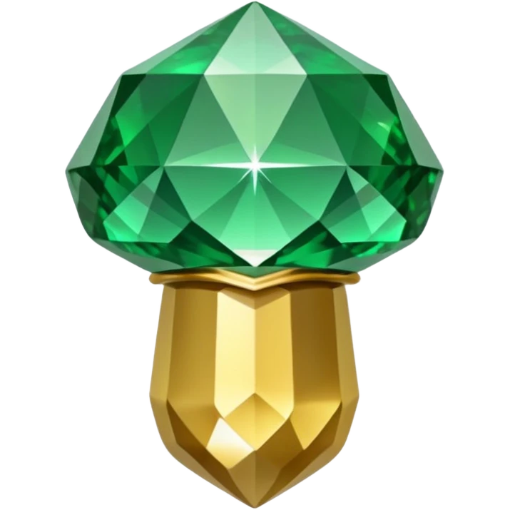 sparkling emerald Acorn like diamond with stem made of gold emoji