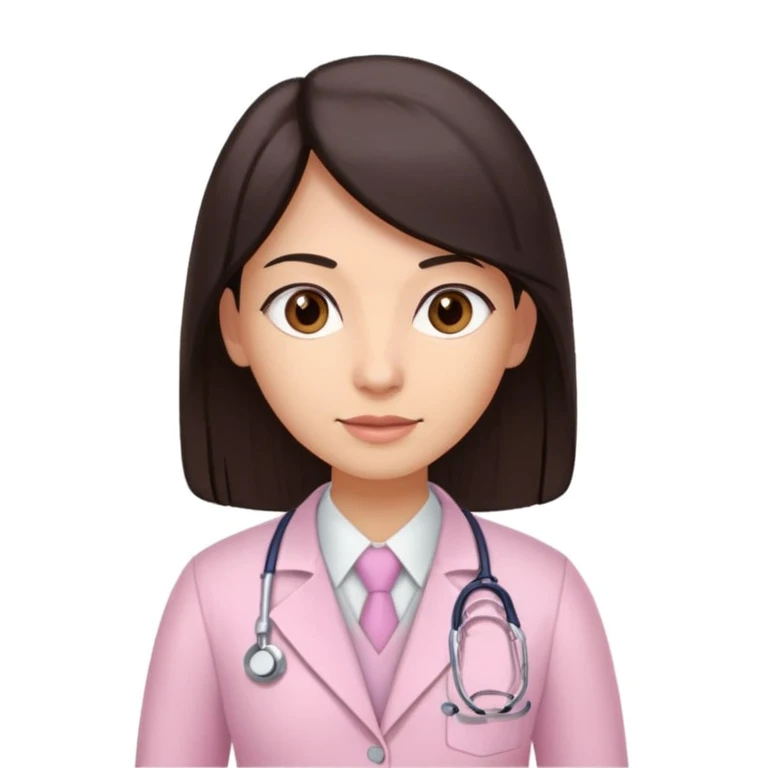 gastroenterologist with dark long straight hair and brown eyes, light pink theme, variation 3 emoji