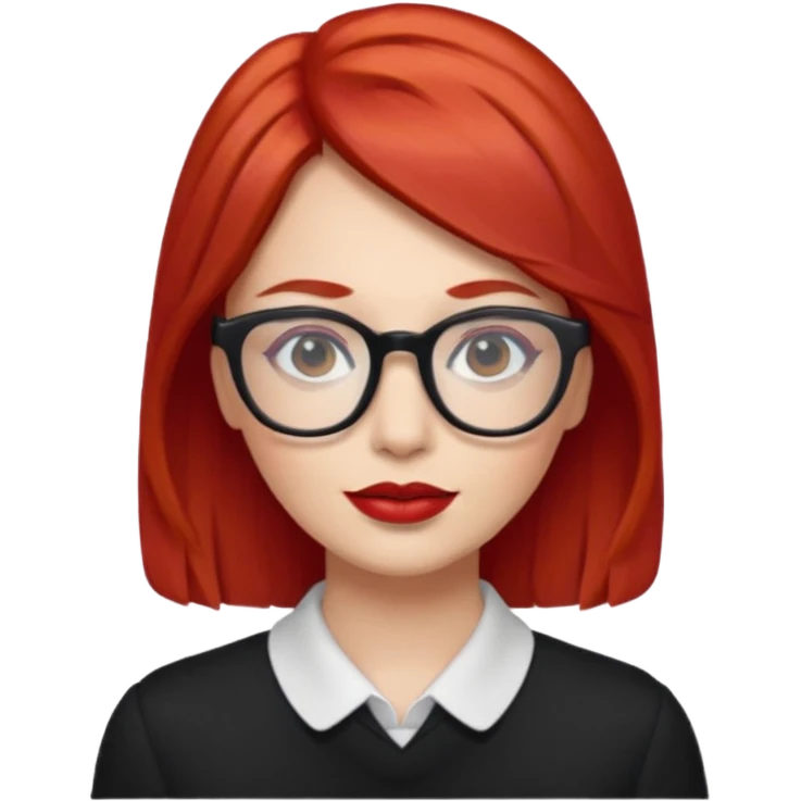 red hair with red lipstick and glasses emoji