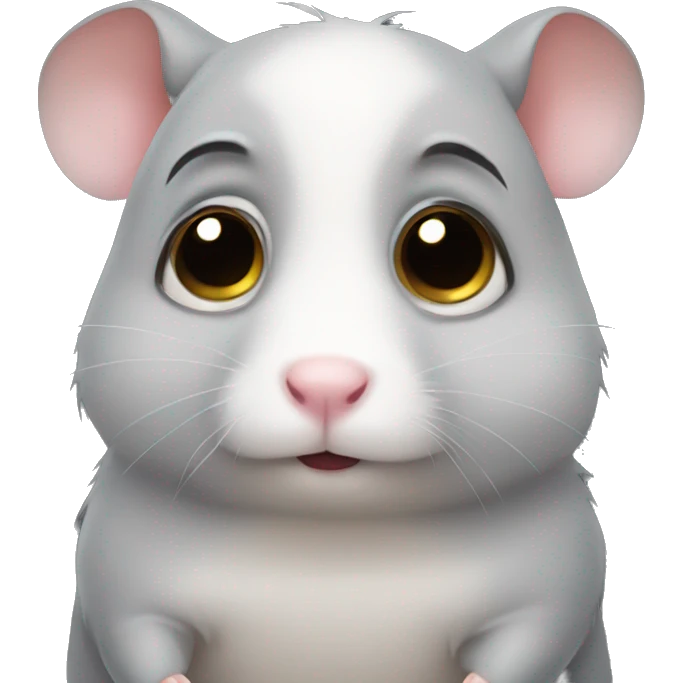 Sad grey hamster big eyes  emoji