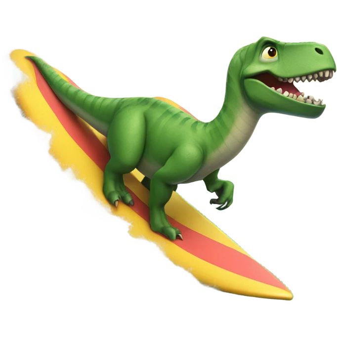 Dinosaur surfing emoji