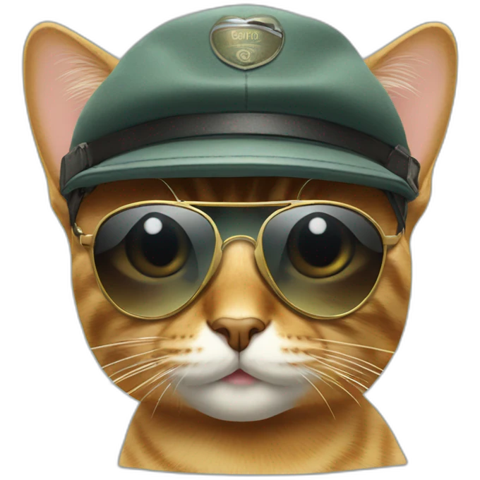 Cat with aviator style sunglasses and a hat emoji