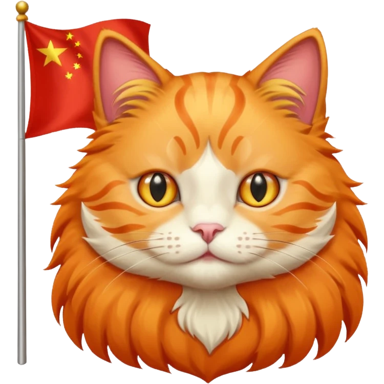 Orange Cat With the Flag of China in the backgorund emoji