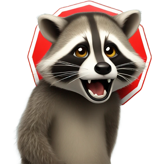 Raccoon eating a stop sign emoji