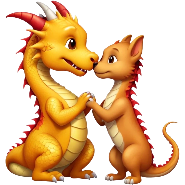 Dragon kissing a dog emoji