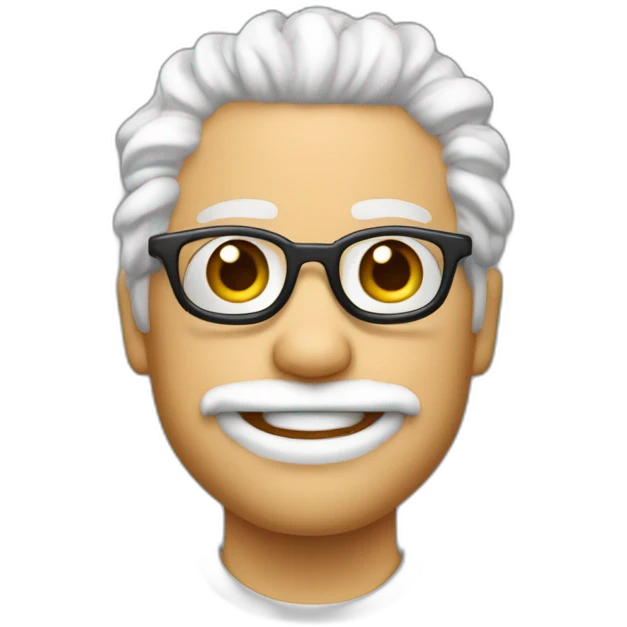 Garçon blanc avec des cheveux bouclé et des lunettes ronde emoji