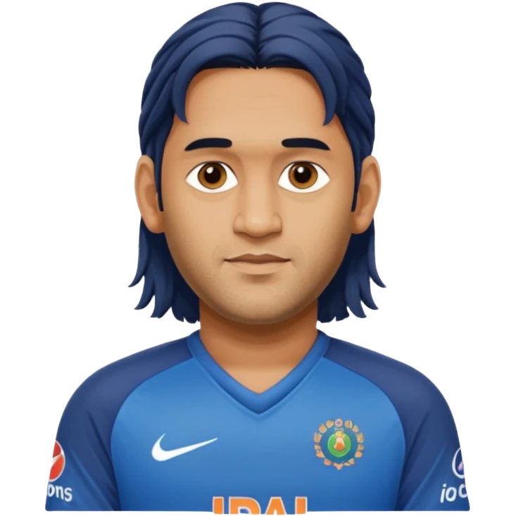 MS Dhoni with long hair emoji