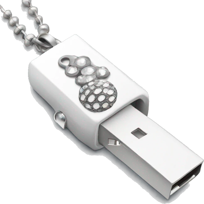 white pendrive with silver disco ball chain emoji