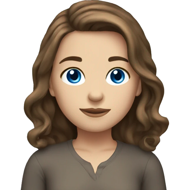 girl shoulder length brown hair blue eyes emoji
