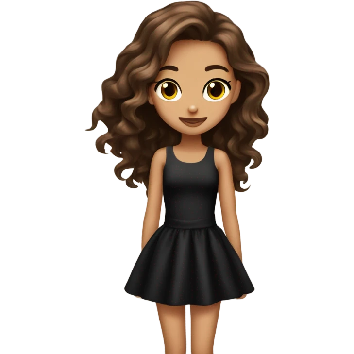 pretty girl brown long hair makeup with black kitten ondulada emoji