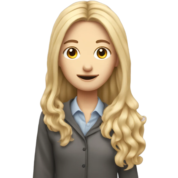 Long hair blonde High school art teacher holding potter emoji