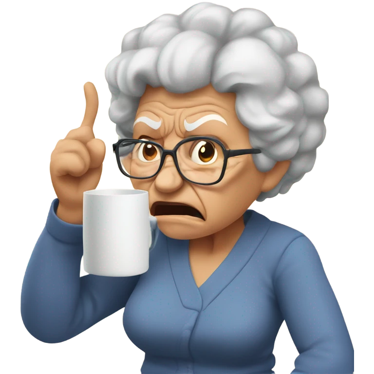angry grandma can't hear cup her hand to her ear emoji