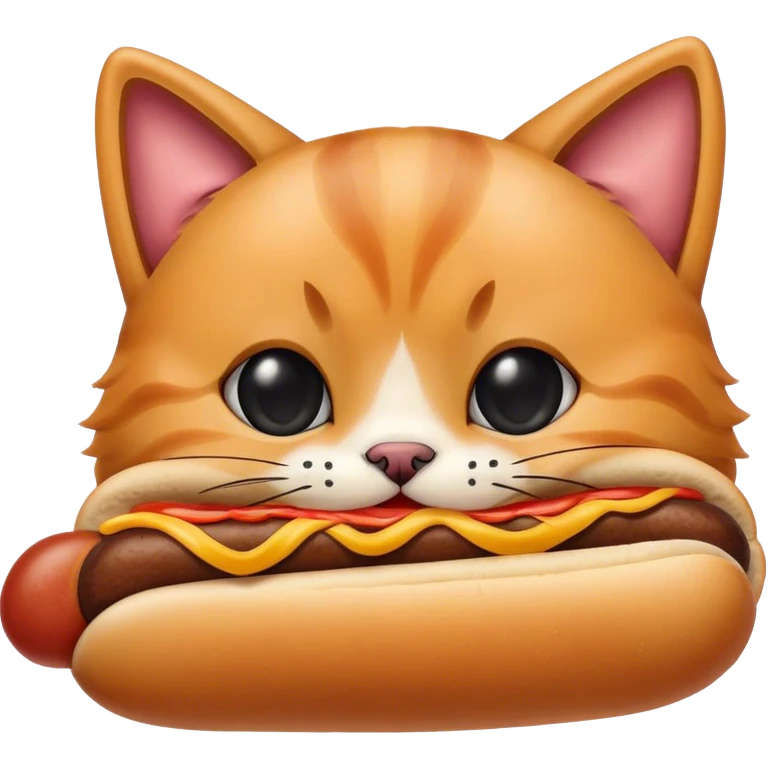 Cat eating hotdog emoji