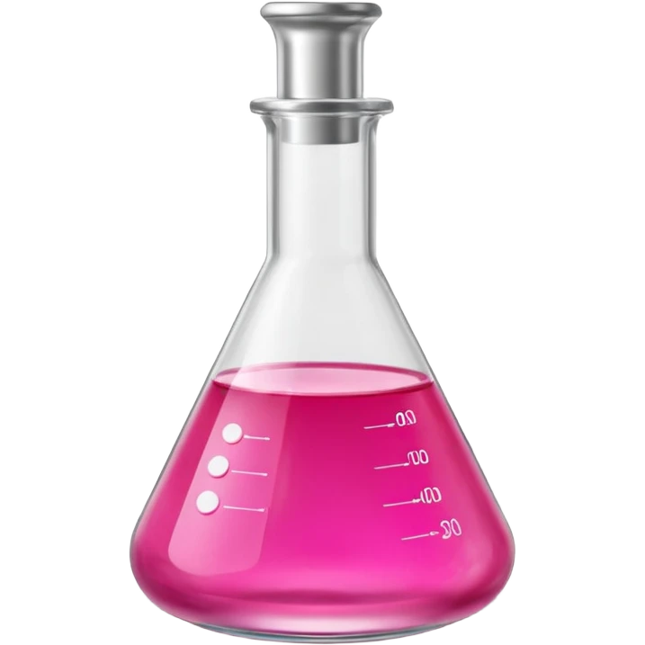 Miniatura de un frasco de laboratorio o un tubo de ensayo elegante con un líquido rosa vibrante, sobre una superficie de mármol. Iluminación de estudio. Estilo sofisticado emoji