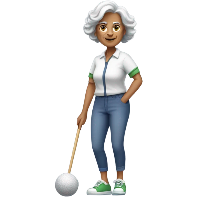 Older Lady playing lawn bowls emoji