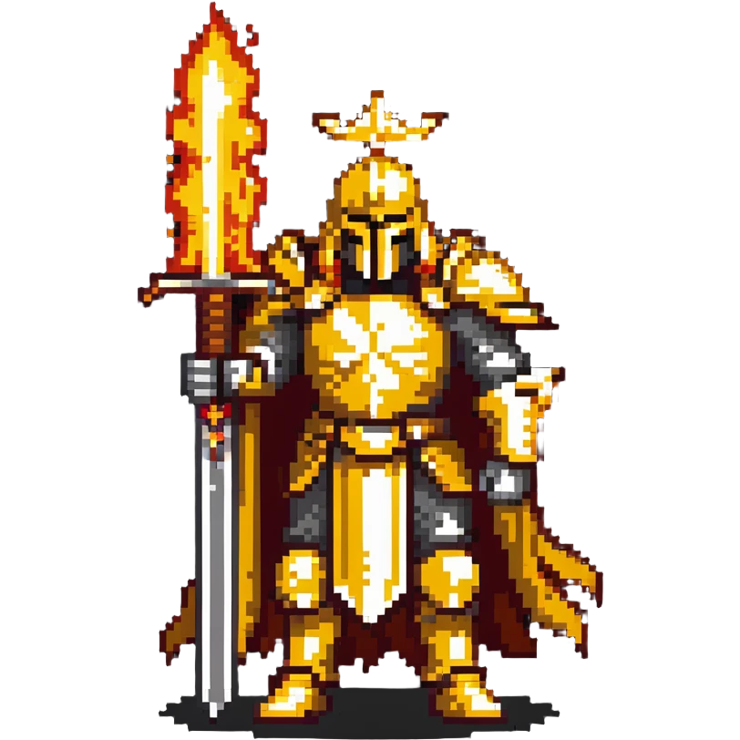 Emperor of Mankind from Warhammer 40K with golden armor and a large flaming sword emoji